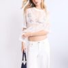Tricou oversize din dantelă cu detalii grafice Tricou oversize din dantelă cu detalii grafice