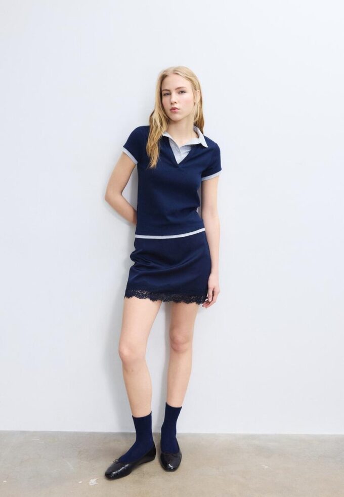 Tricou polo cu mâneci scurte, cu două straturi