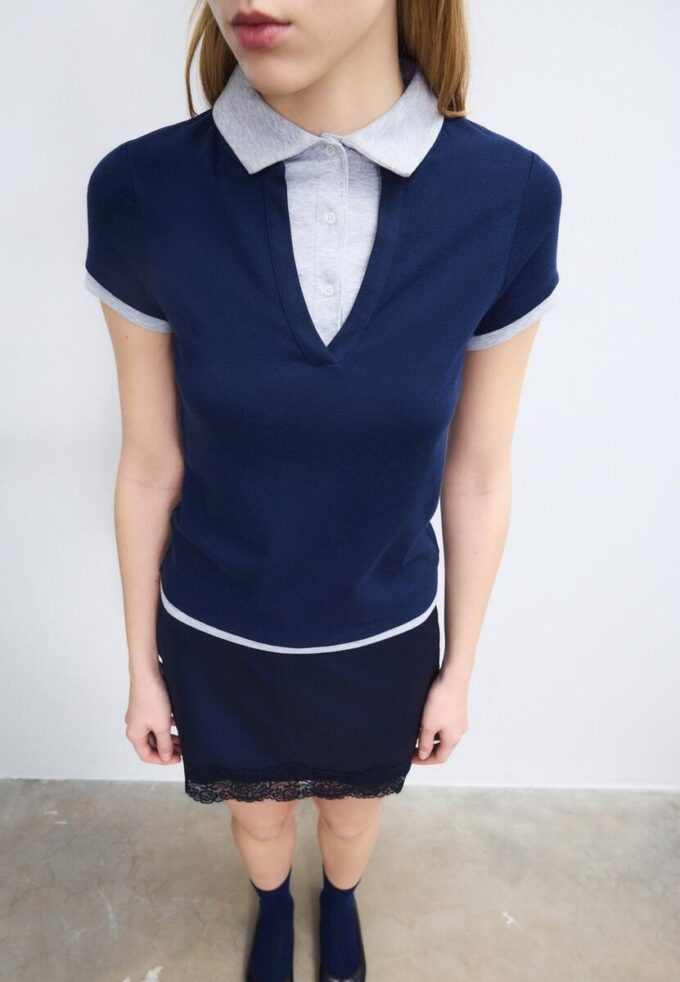 Tricou polo cu mâneci scurte, cu două straturi