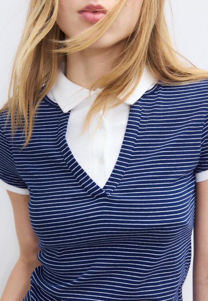 Tricou polo cu mâneci scurte, cu două straturi