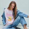Tricou Sweety cu mânecă scurtă și guler rotund
