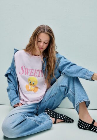 Tricou Sweety cu mânecă scurtă și guler rotund