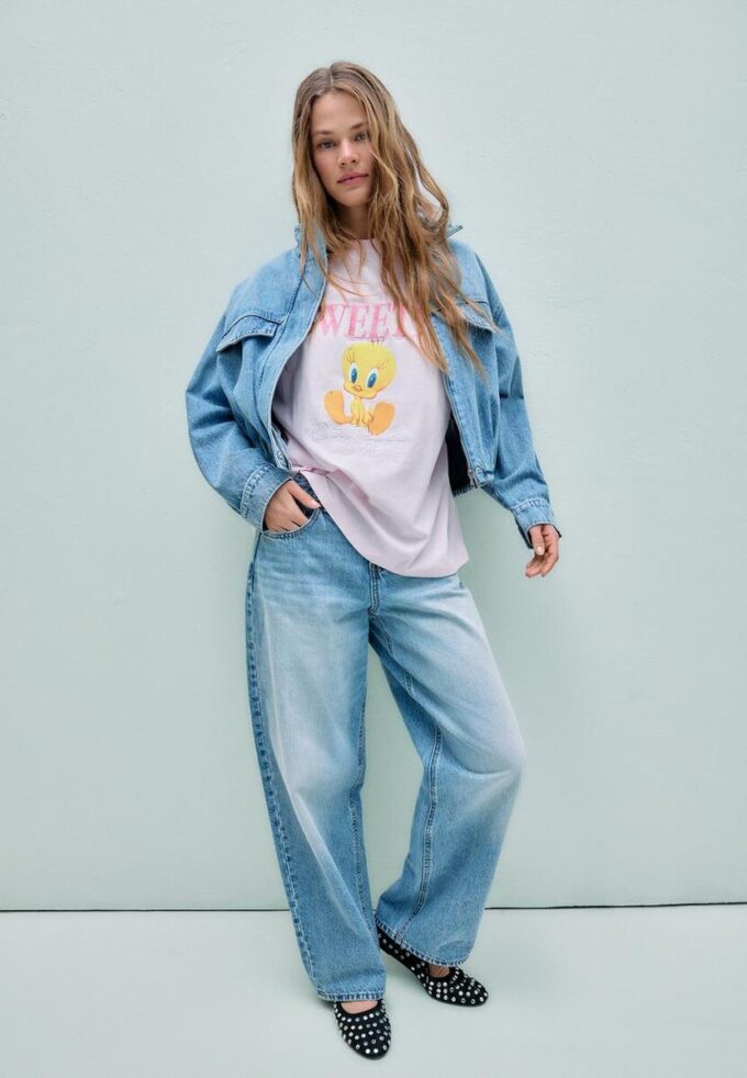 Tricou Sweety cu mânecă scurtă și guler rotund