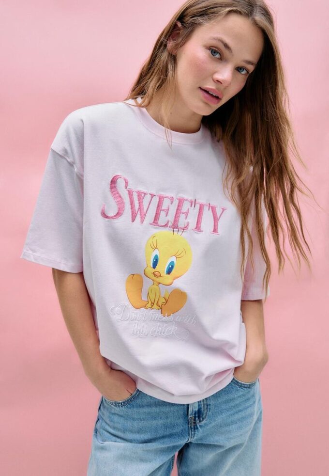 Tricou Sweety cu mânecă scurtă și guler rotund