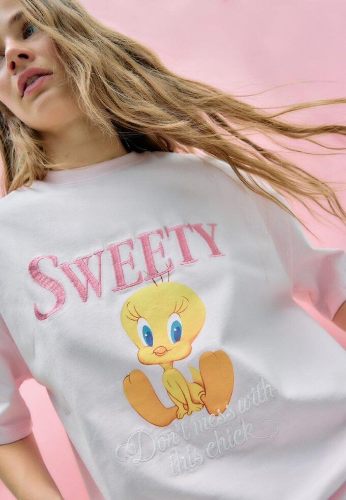 Tricou Sweety cu mânecă scurtă și guler rotund