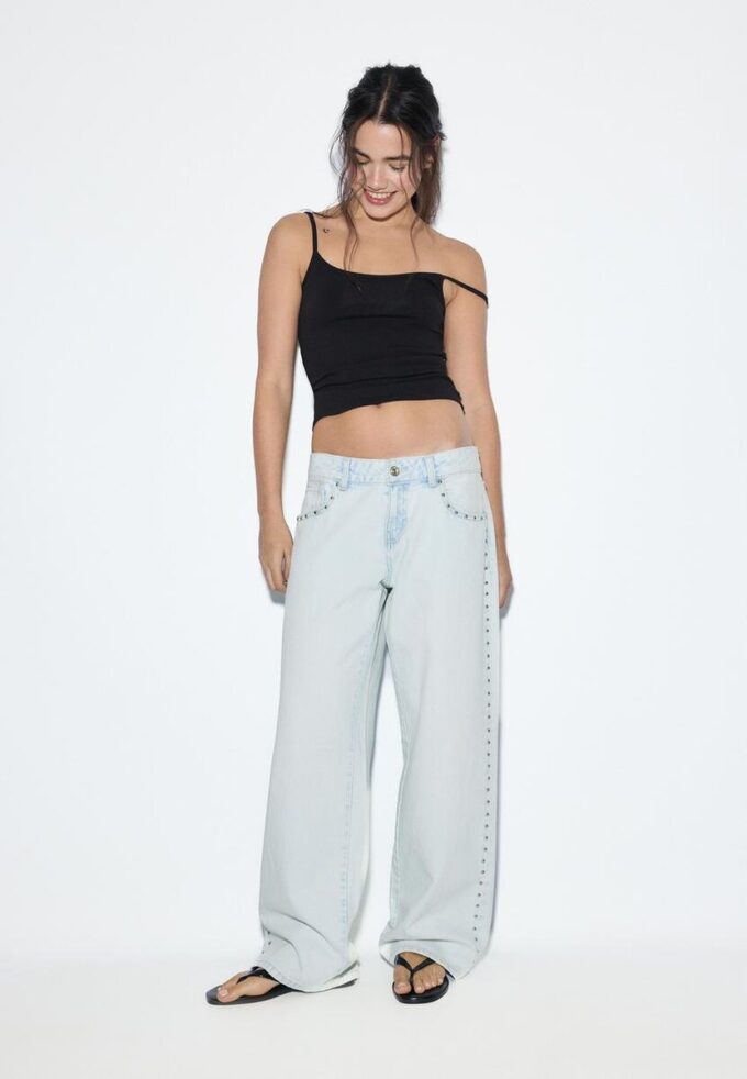 Wide Leg Loose Studded Jeans Wide Leg Loose Studded Jeans