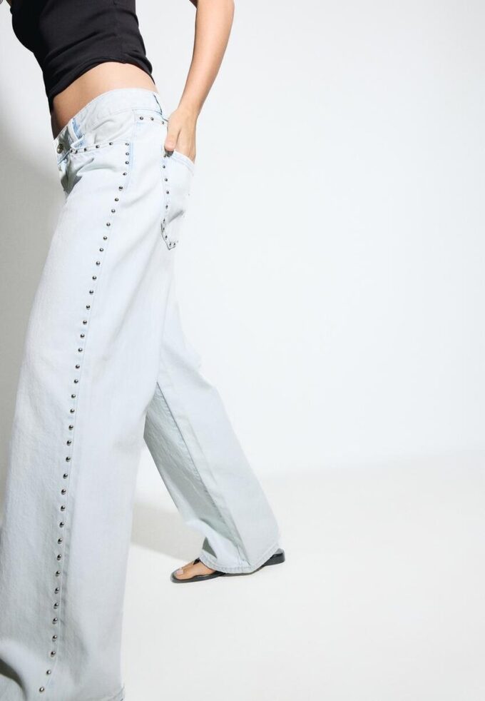 Wide Leg Loose Studded Jeans Wide Leg Loose Studded Jeans