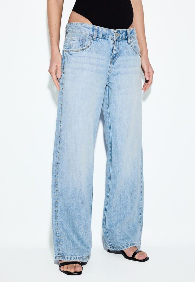 Wide Leg Loose Studded Jeans Wide Leg Loose Studded Jeans