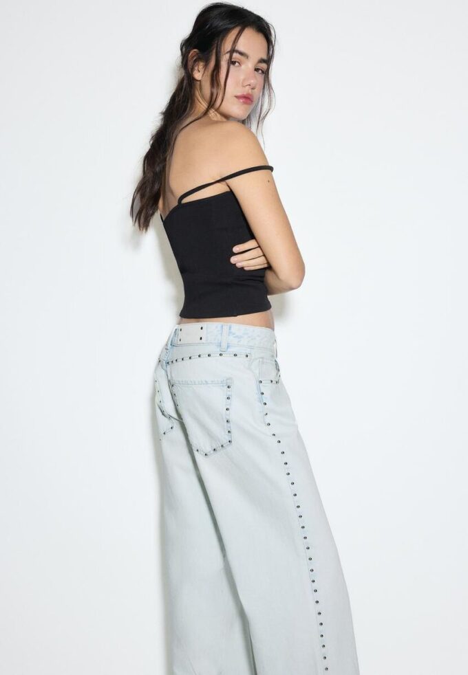 Wide Leg Loose Studded Jeans Wide Leg Loose Studded Jeans