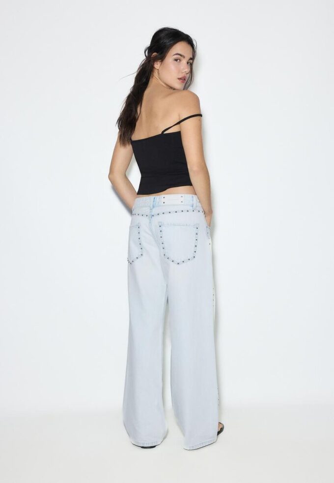 Wide Leg Loose Studded Jeans Wide Leg Loose Studded Jeans