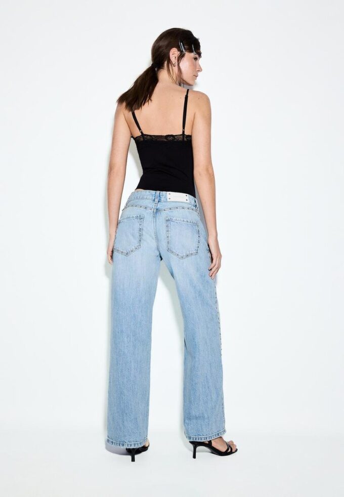 Wide Leg Loose Studded Jeans Wide Leg Loose Studded Jeans